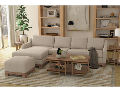 Wooden Frame & Base, Upholstered Square Ottoman - Agreeable Gray