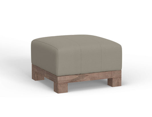 Wooden Frame & Base, Upholstered Square Ottoman - Almond Gray