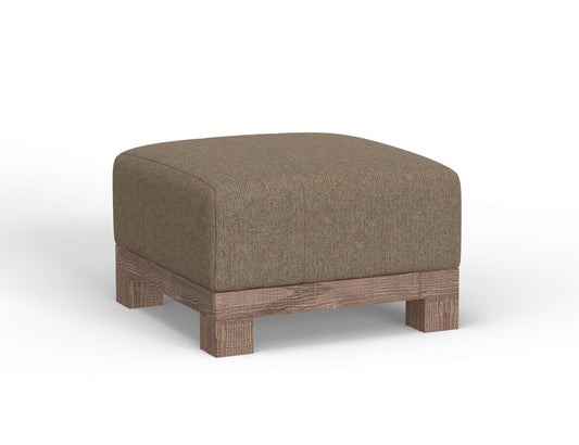 Wooden Frame & Base, Upholstered Square Ottoman - Brown Camel