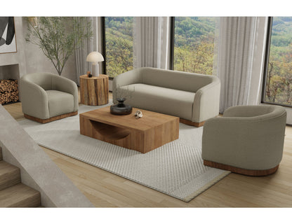 Wooden Frame & Base, Sofa - Almond Gray