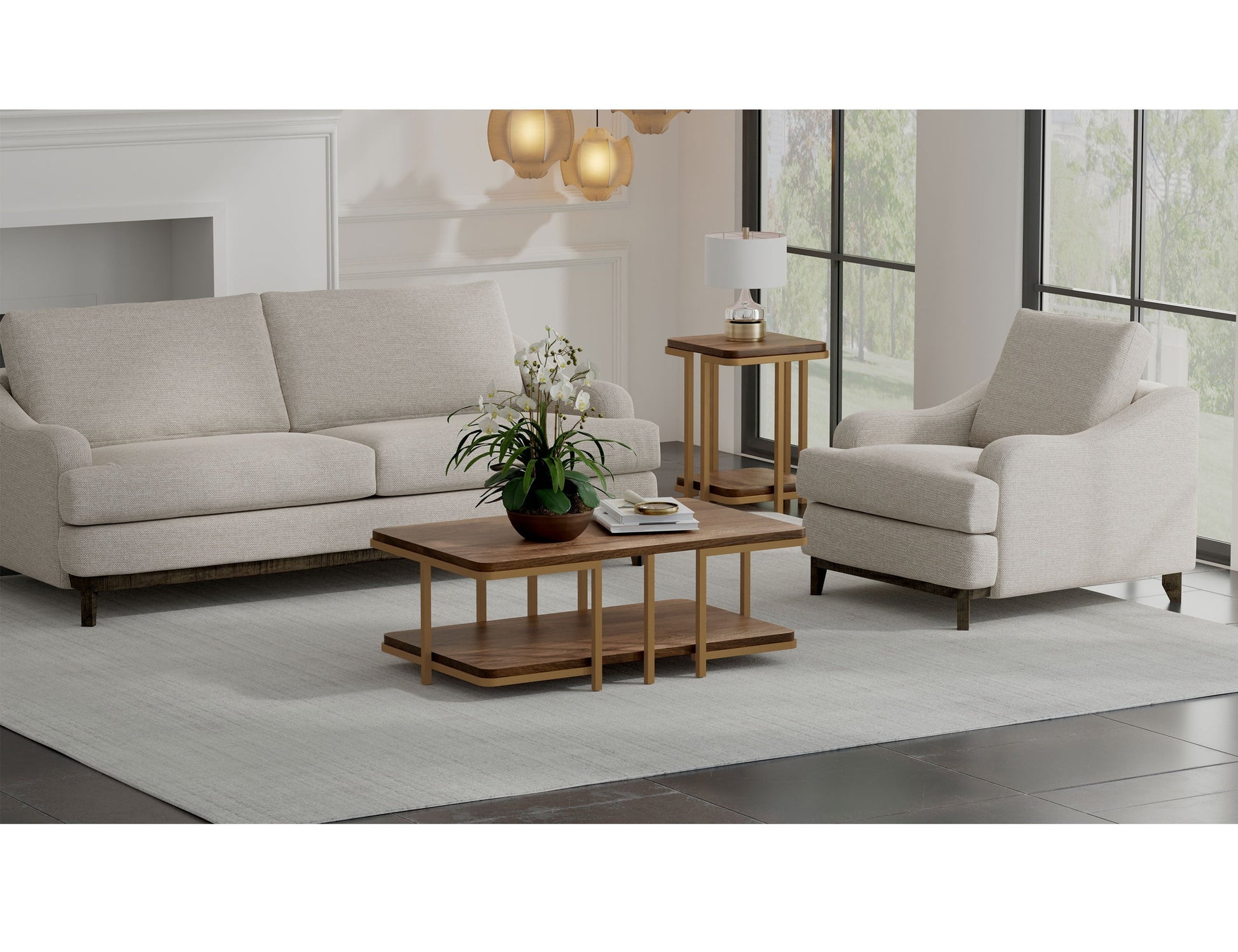 Wooden Frame & Base, Armchair - Agreeable Gray