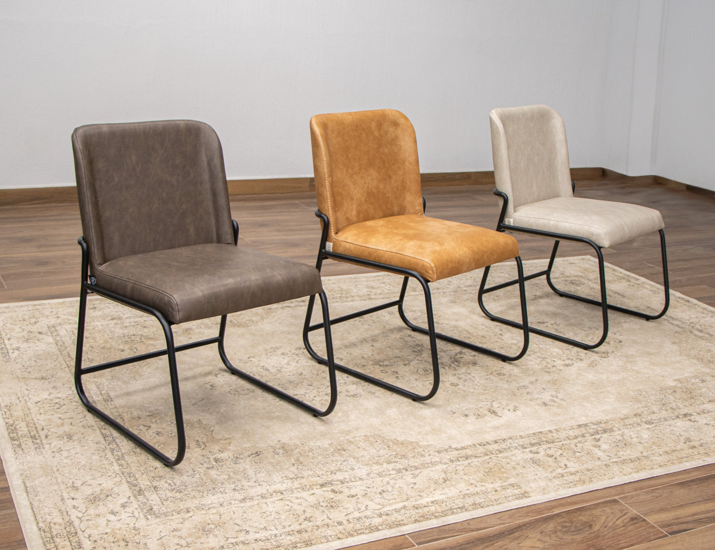 Wooden Frame & Metal Base, Upholstered Chair - Agreeable Gray