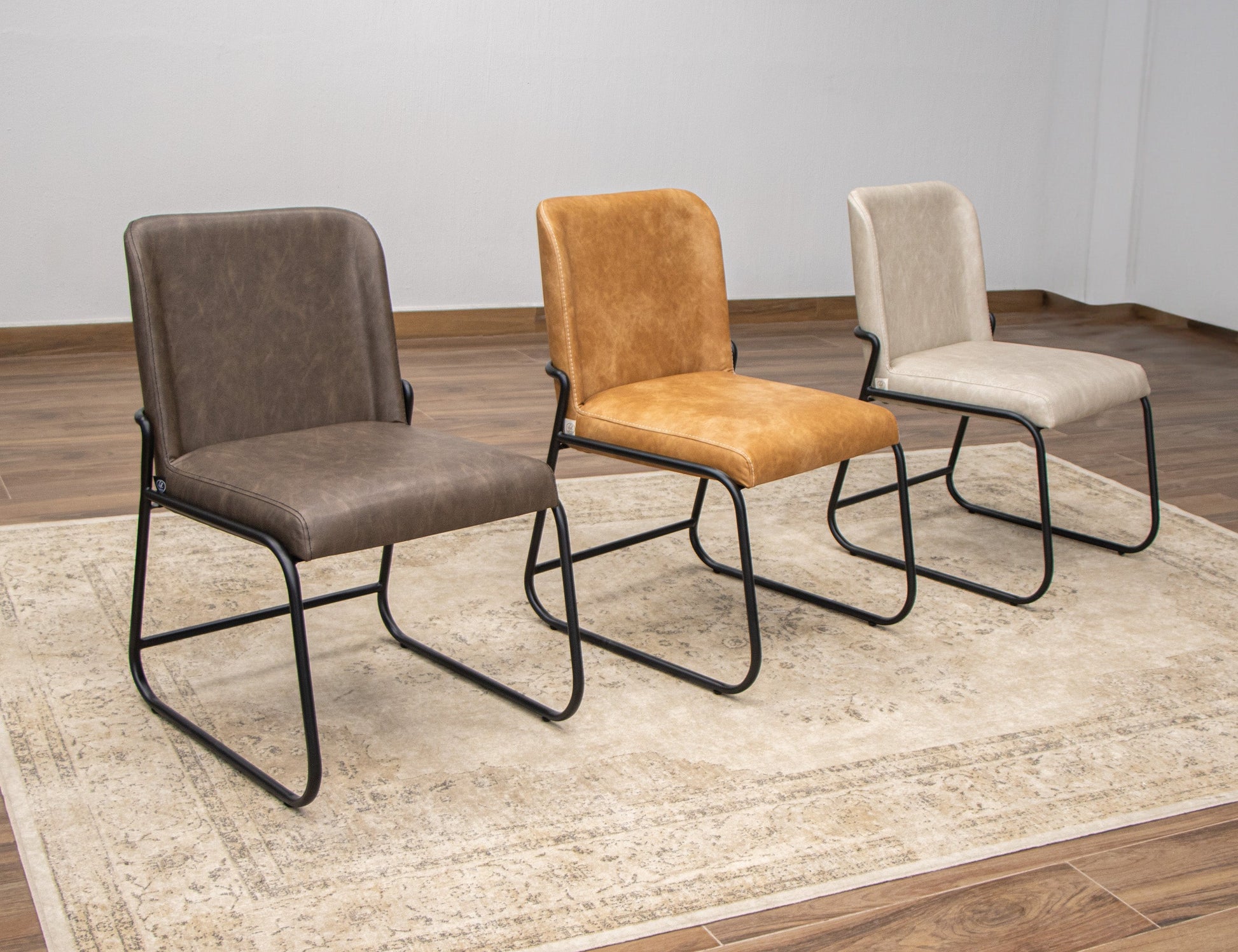 Wooden Frame & Metal Base, Upholstered Chair - Agreeable Gray