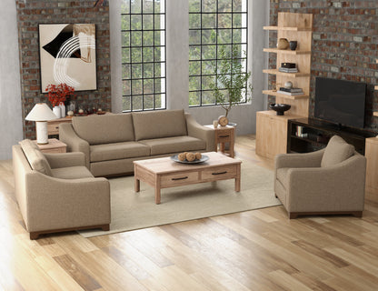 Wooden Frame & Base, Sofa - Brown Camel