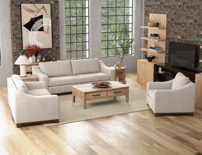 Wooden Frame & Base, Armchair - Ivory