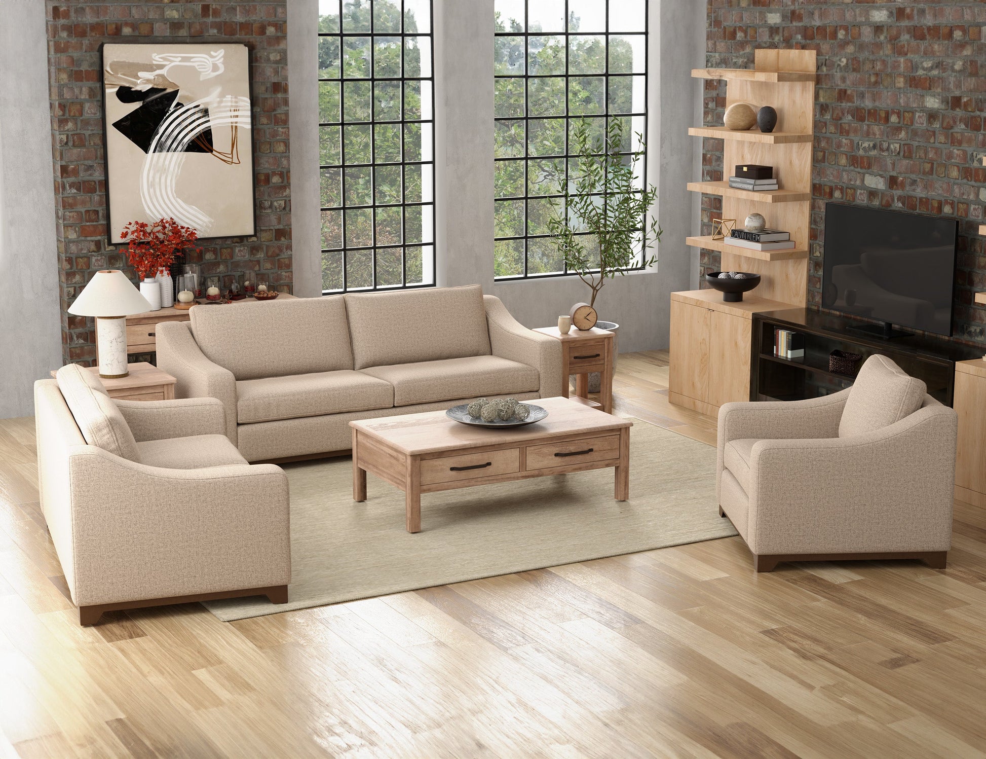 Wooden Frame & Base, Armchair - Capuccino Brown