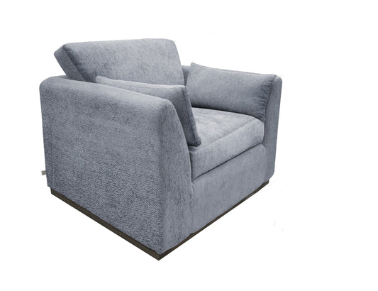 Wooden Frame & Base, Armchair - Light Blue