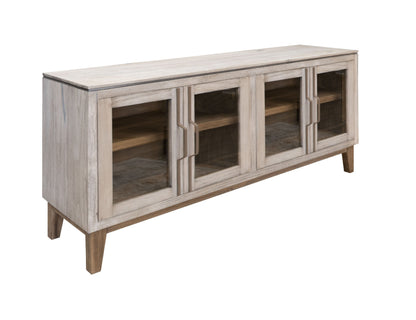 4 Glass Door Metal Handle Console - Ivory White