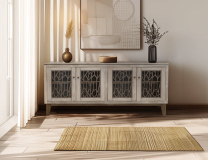 4 Glass Door Console - Ivory White