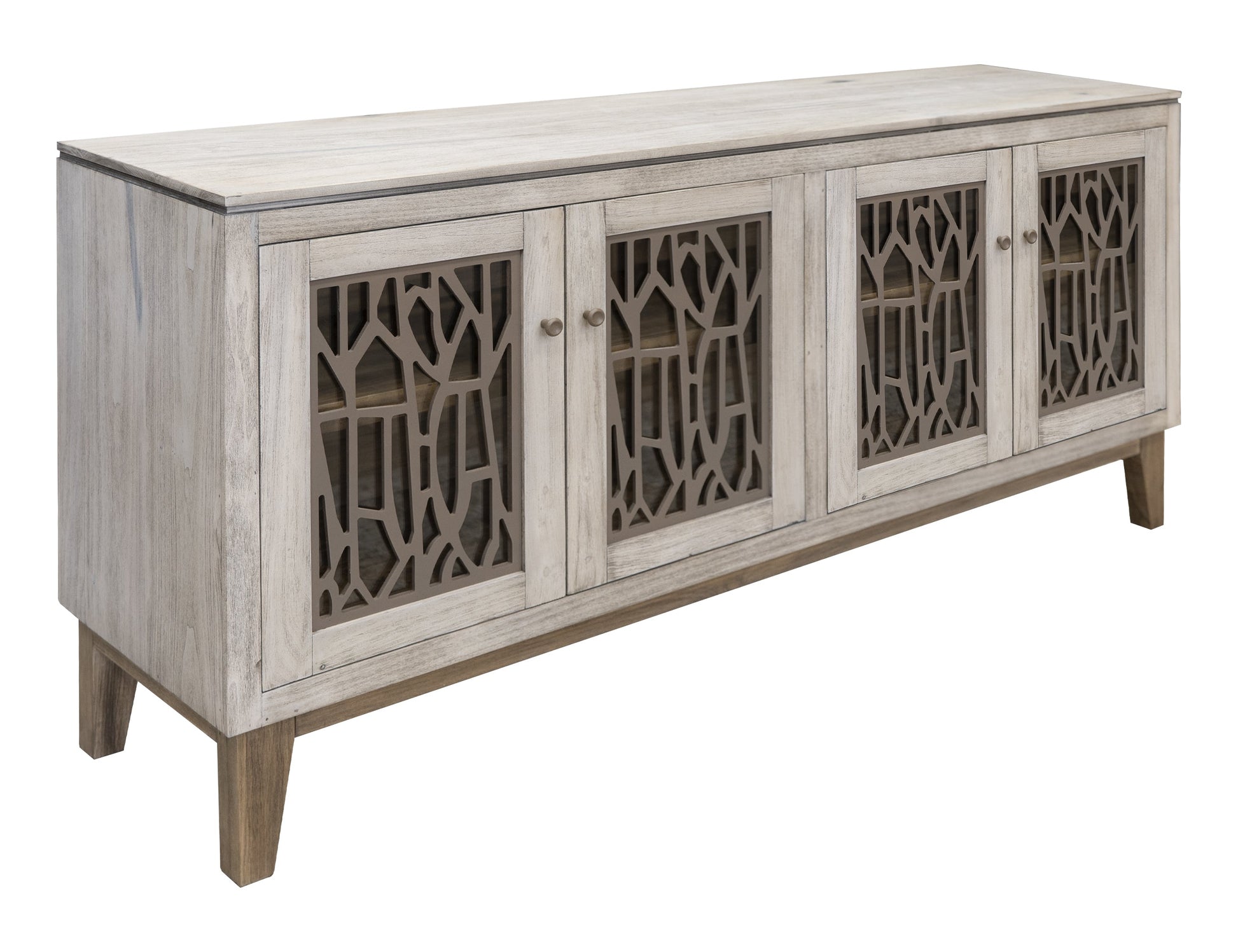 4 Glass Door Console - Ivory White