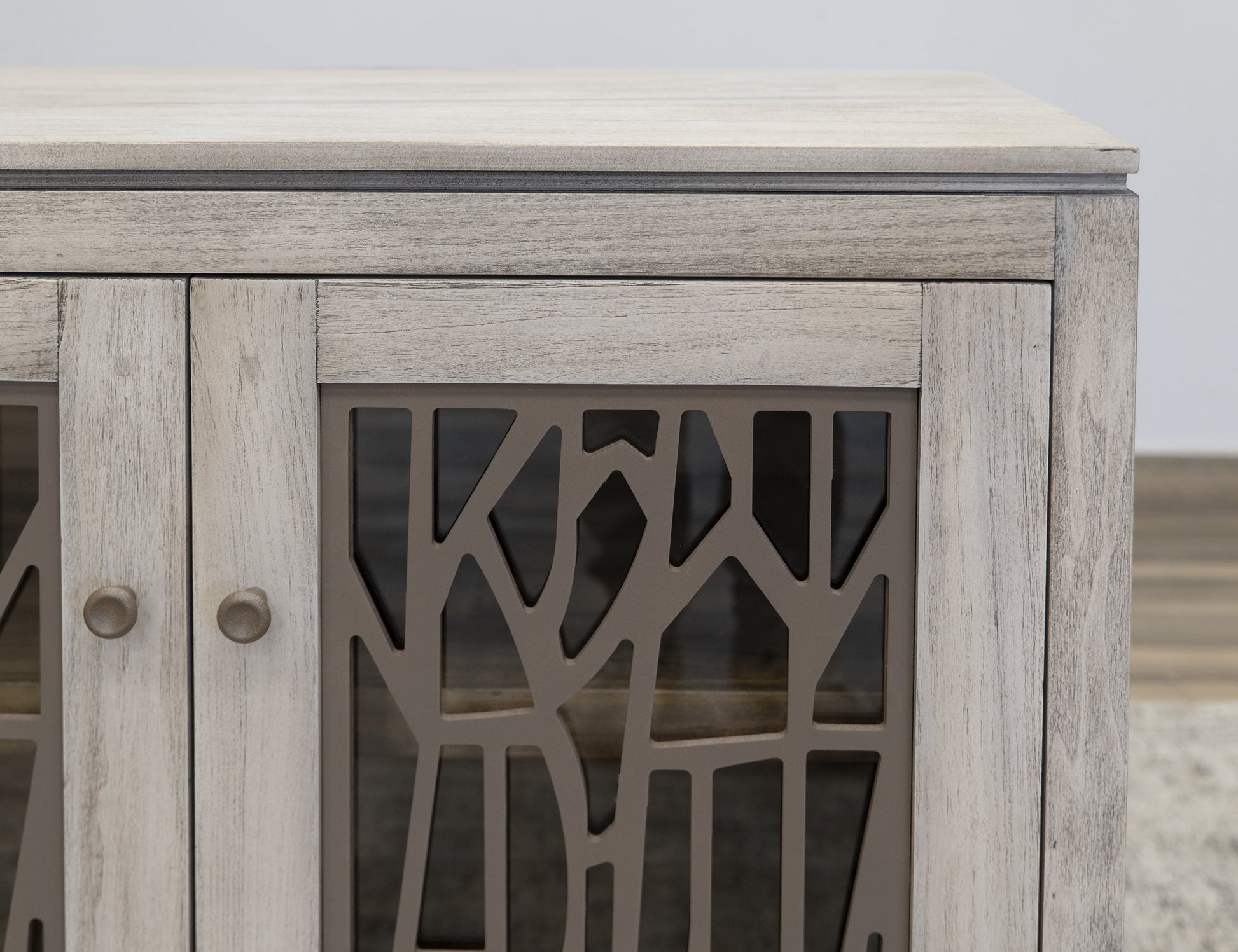 4 Glass Door Console - Ivory White