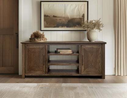 2 Doors TV Stand - Walnut Brown