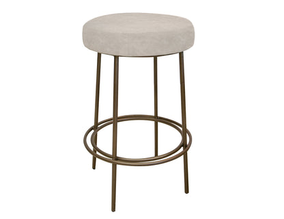 Wooden Frame & Metal Base, 30" Stool - Ivory