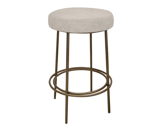 Wooden Frame & Metal Base, 30" Stool - Ivory