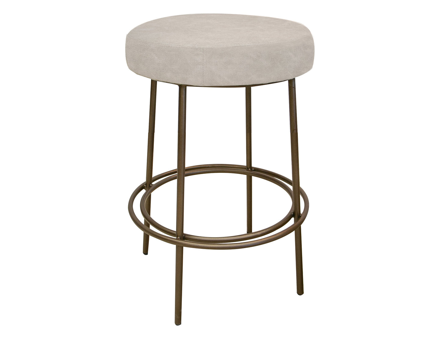 Wooden Frame & Metal Base, 24" Stool - Ivory
