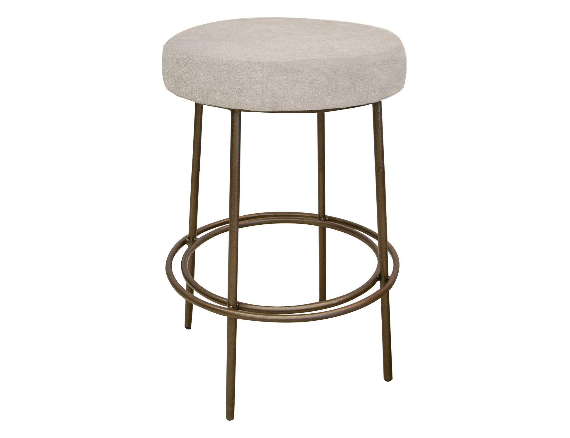 Wooden Frame & Metal Base, 24" Stool - Ivory
