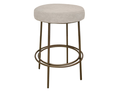 Wooden Frame & Metal Base, 24" Stool - Ivory