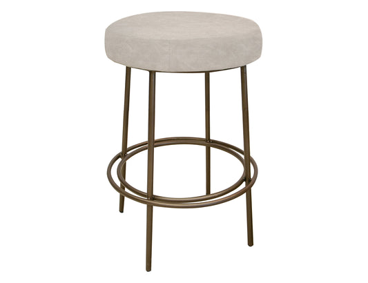 Wooden Frame & Metal Base, 24" Stool - Ivory
