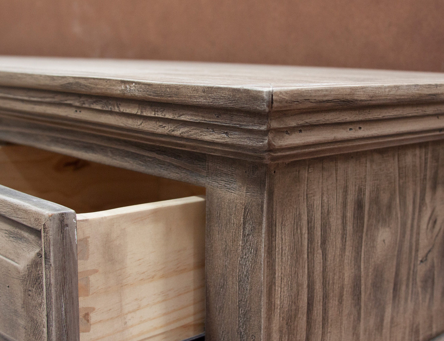 4 Glass Doors 3 Drawers Console - Sand