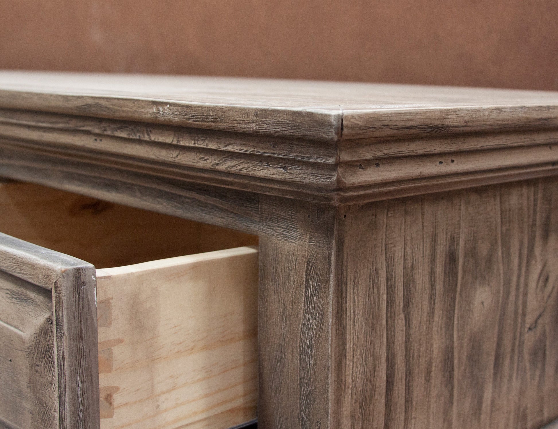 4 Glass Doors 3 Drawers Console - Sand