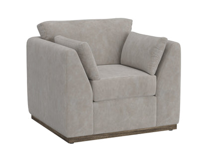 Wooden Frame & Base, Armchair - Ivory