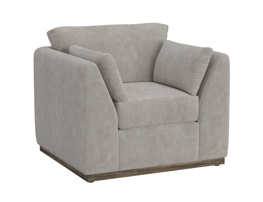 Wooden Frame & Base, Armchair - Ivory