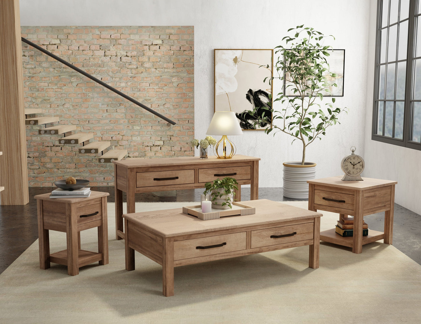 1 Drawer Chairside Table - Brown cappuccino