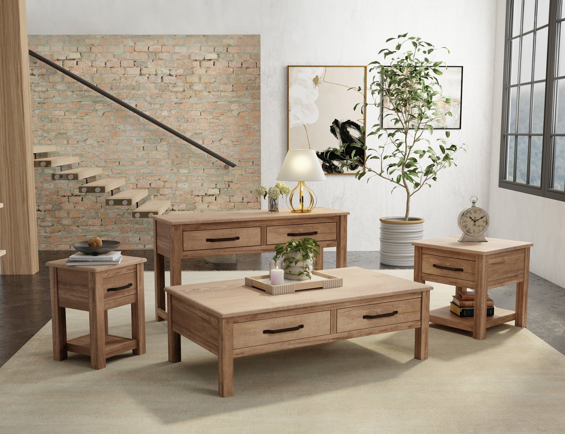 1 Drawer Chairside Table - Brown cappuccino