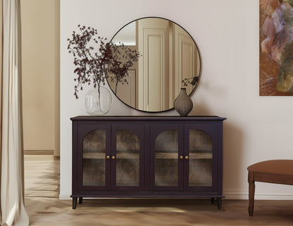 4 Glass Doors Console - Merlot Red