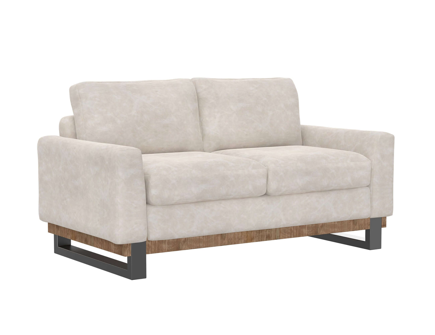 Metal & Wood Base, Loveseat - Ivory