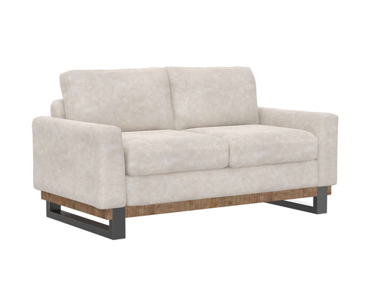 Metal & Wood Base, Loveseat - Ivory