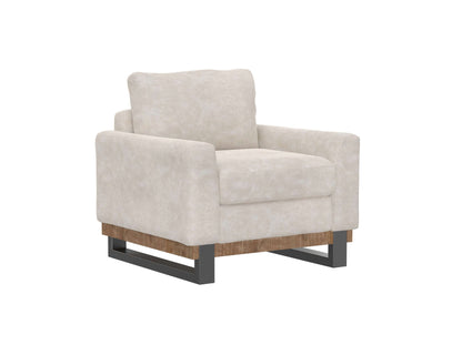 Metal & Wood Base, Armchair - Ivory