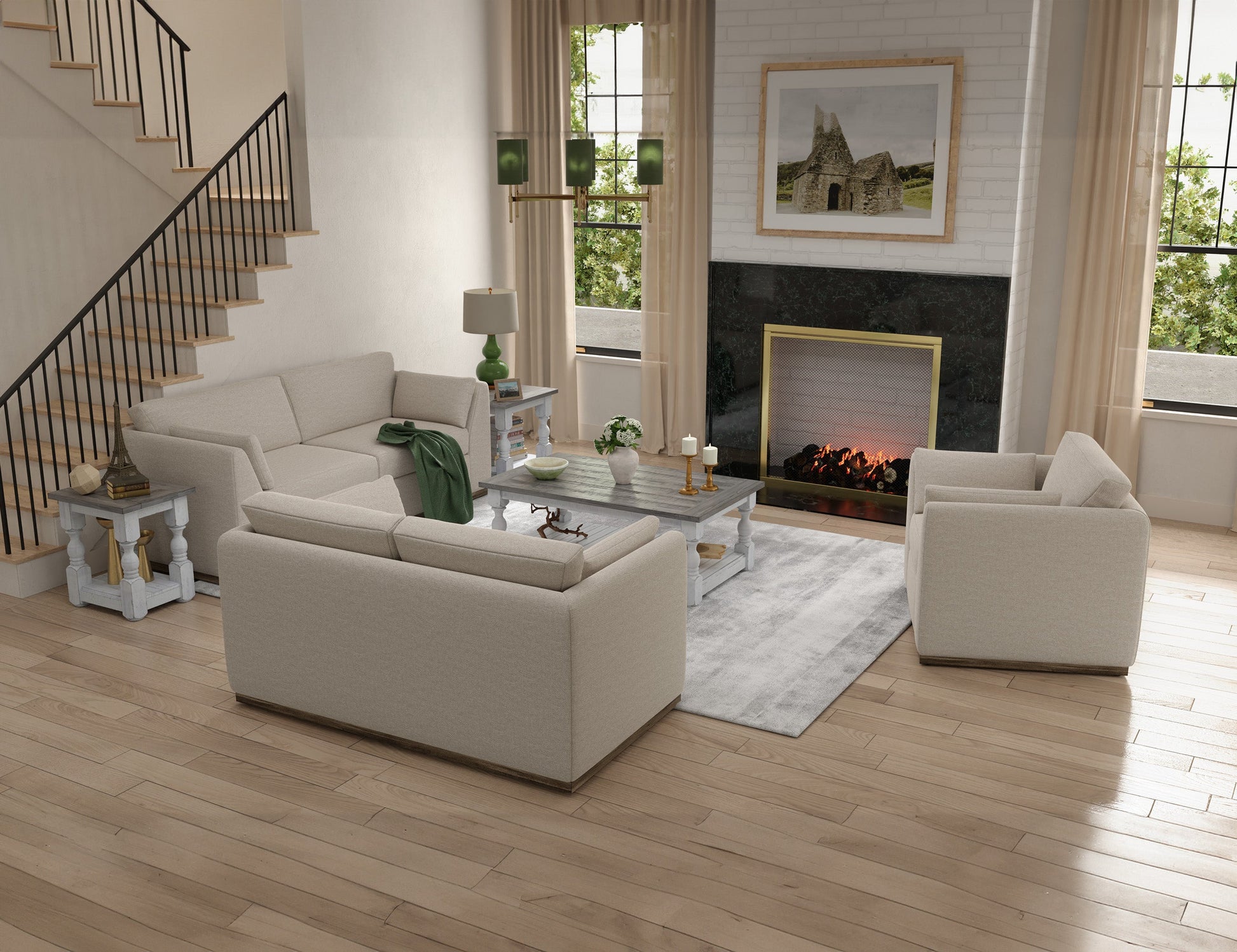 Wooden Frame & Base, Armchair - Agreeable Gray