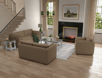 Wooden Frame & Base, Armchair - Brown Camel