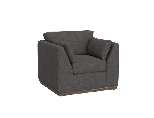 Wooden Frame & Base, Armchair - Iron Gray
