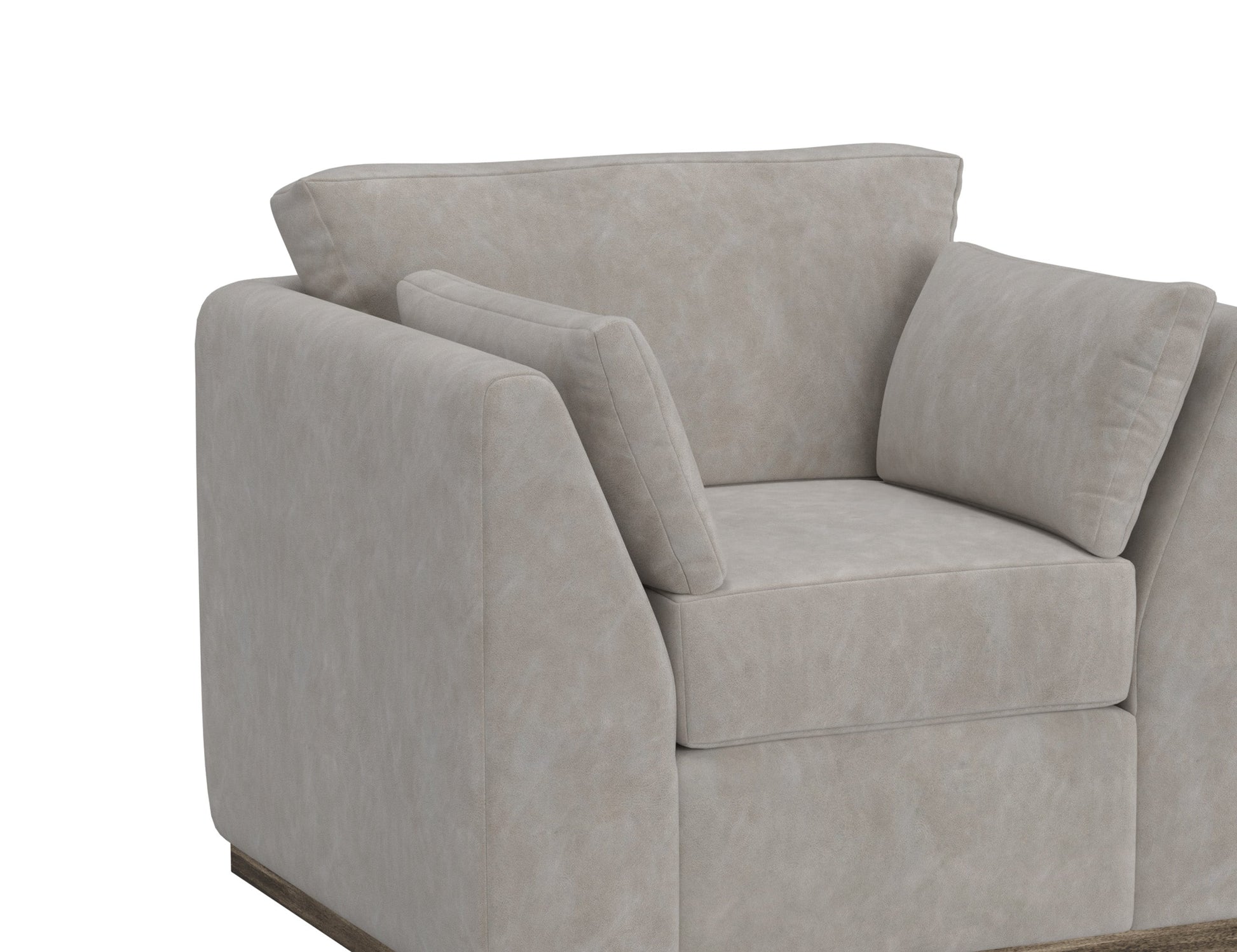 Wooden Frame & Base, Armchair - Ivory