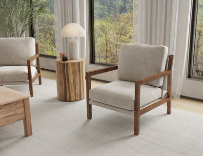 Wooden Frame, Armchair - Ivory