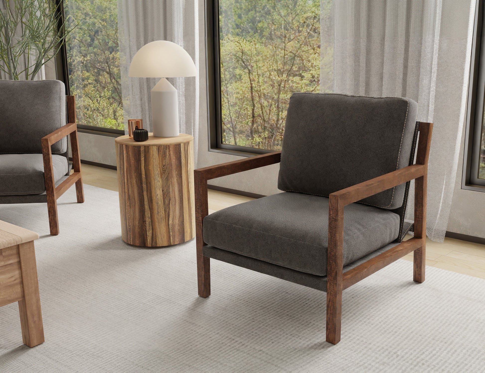 Wooden Frame, Armchair - Iron Gray