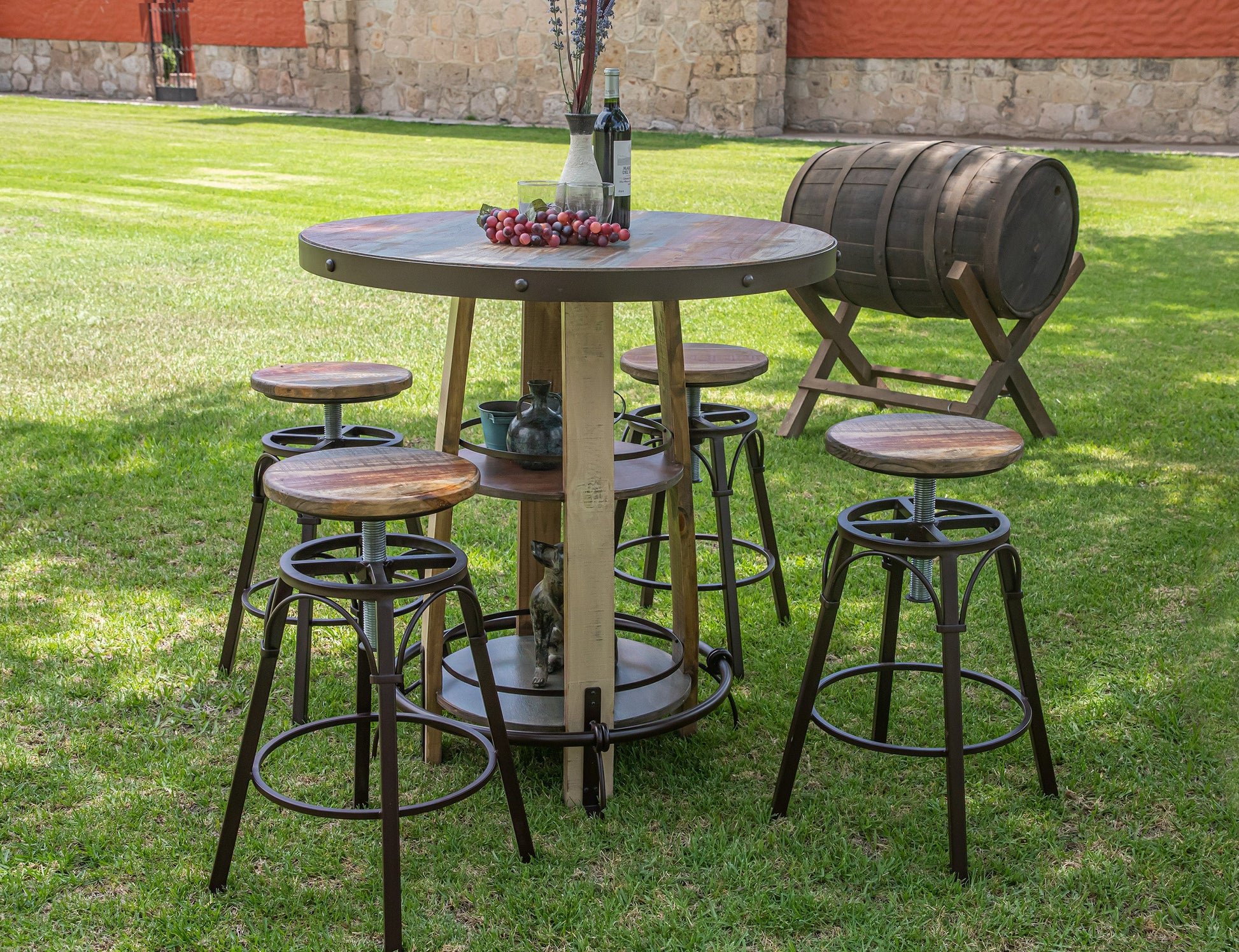 Footrest & Shelves Bistro Table Base - Multicolor