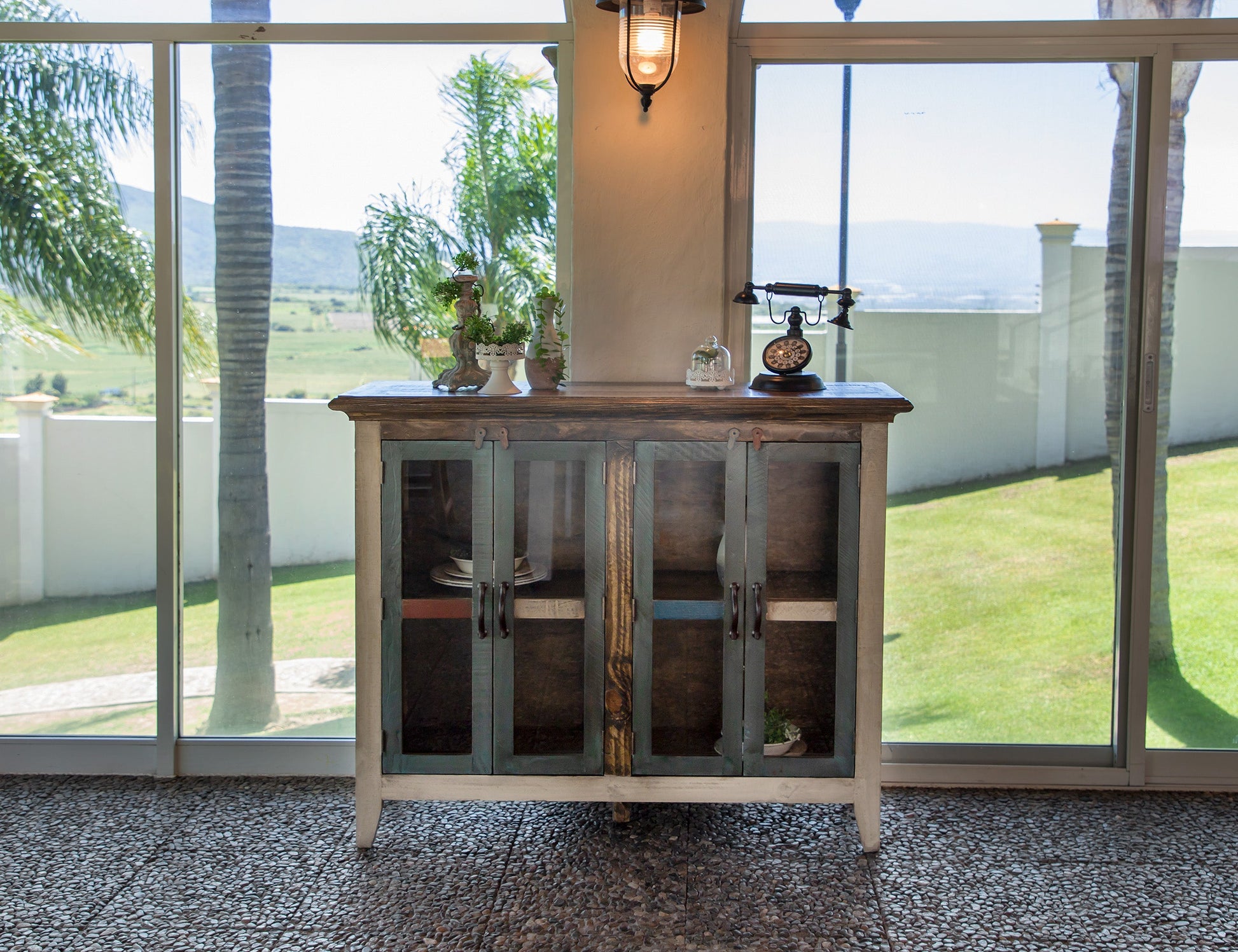 4 Glass Door 50" Console - Multicolor