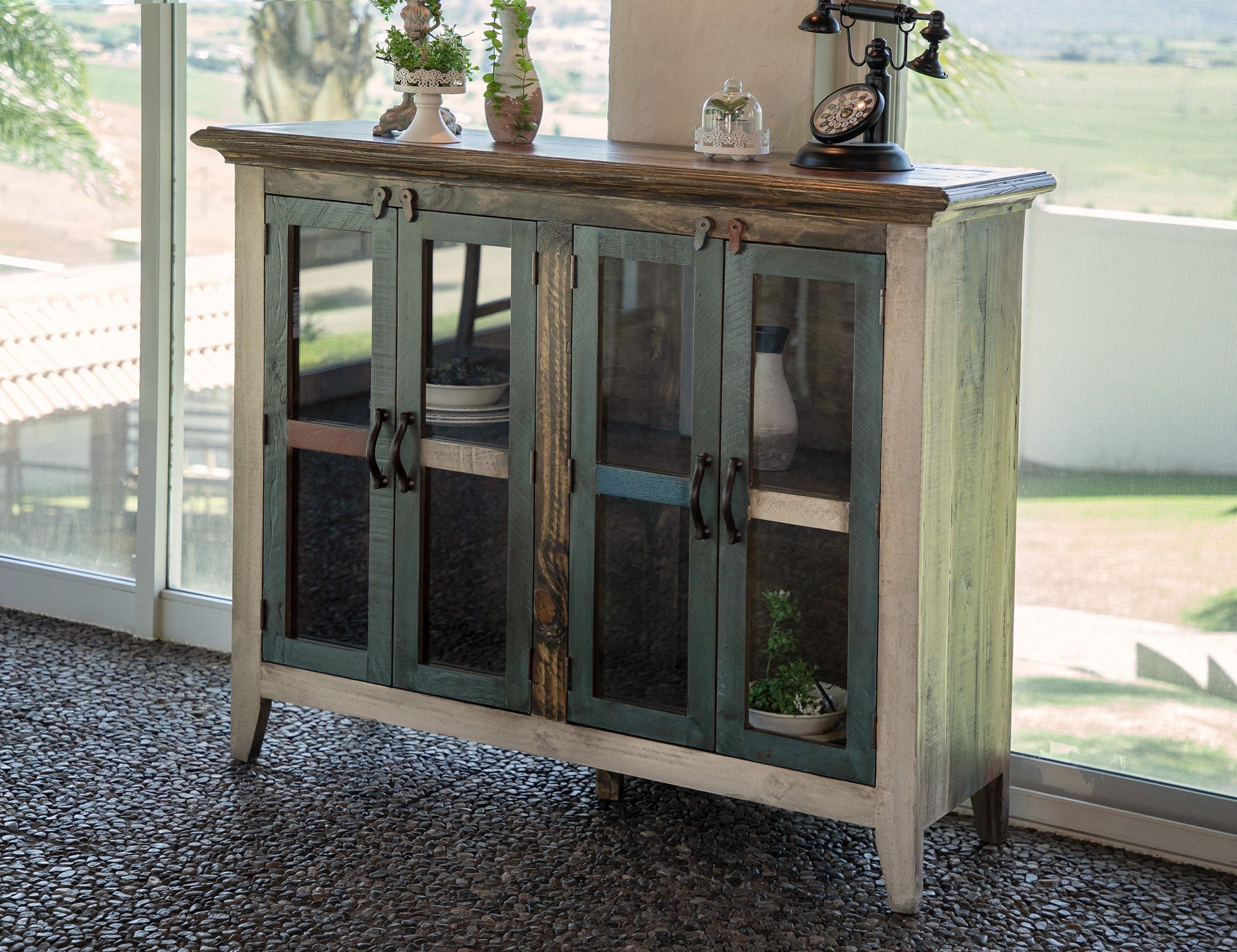 4 Glass Door 50" Console - Multicolor