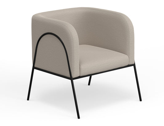 Wooden Frame & Metal Base, Armchair - Ecru Beige