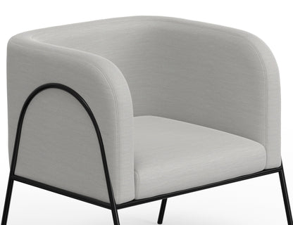Wooden Frame & Metal Base, Armchair - Agreeable Gray