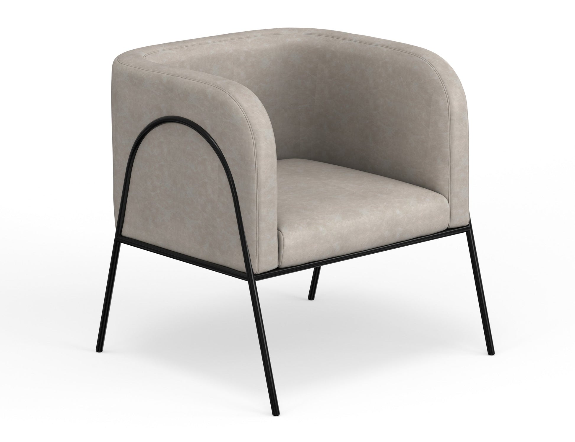 Wooden Frame & Metal Base, Armchair - Ivory