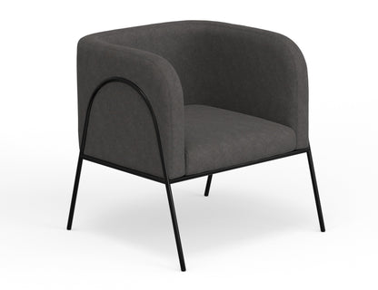 Wooden Frame & Metal Base, Armchair - Iron Gray
