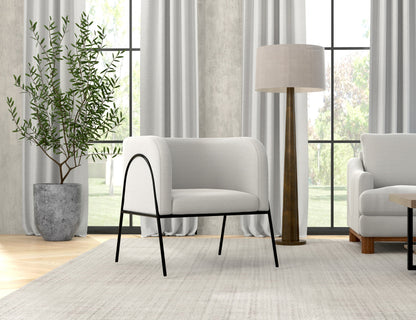 Wooden Frame & Metal Base, Armchair - Agreeable Gray