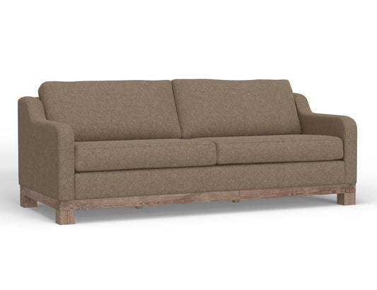 Wooden Frame & Base, Two-Cushion Sofa - Brown Camel