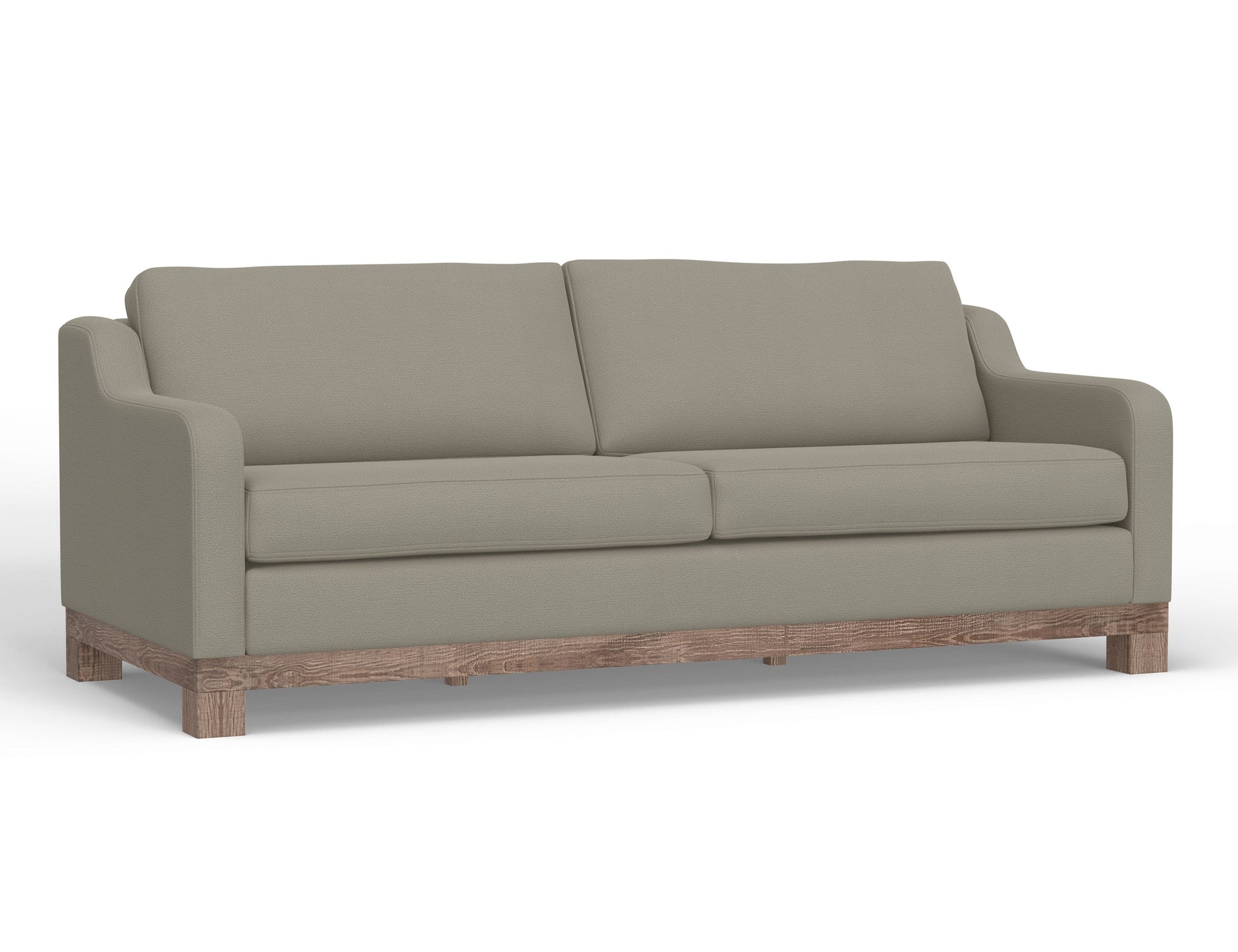 Wooden Frame & Base, Two-Cushion Sofa - Almond Gray