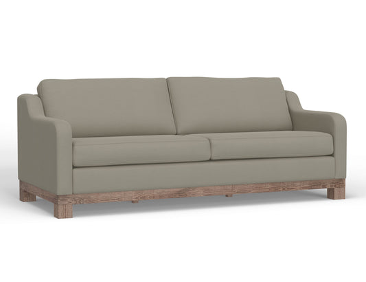 Wooden Frame & Base, Two-Cushion Sofa - Almond Gray