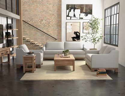 Wooden Frame & Base, Loveseat - Ecru Beige